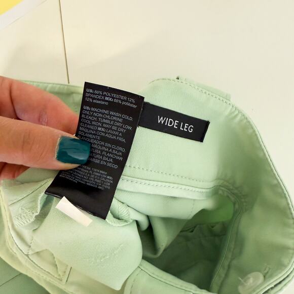 WHBM White House Black Market Light Green Wide Leg Cargo Pants HR 30” - 6 - Picture 7 of 10